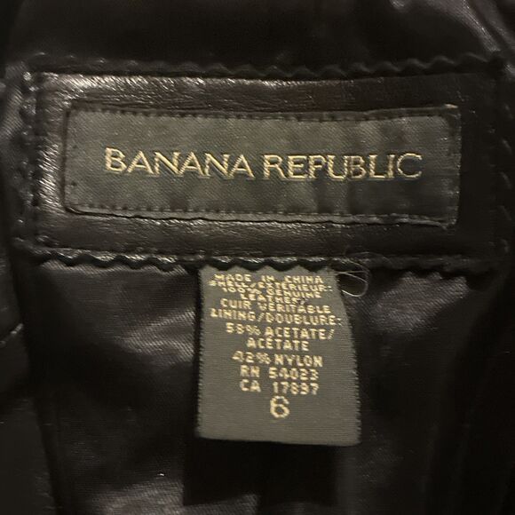 Vintage Banana Republic Women’s Black Genuine Soft Leather Jacket Coat 6 - Picture 3 of 6